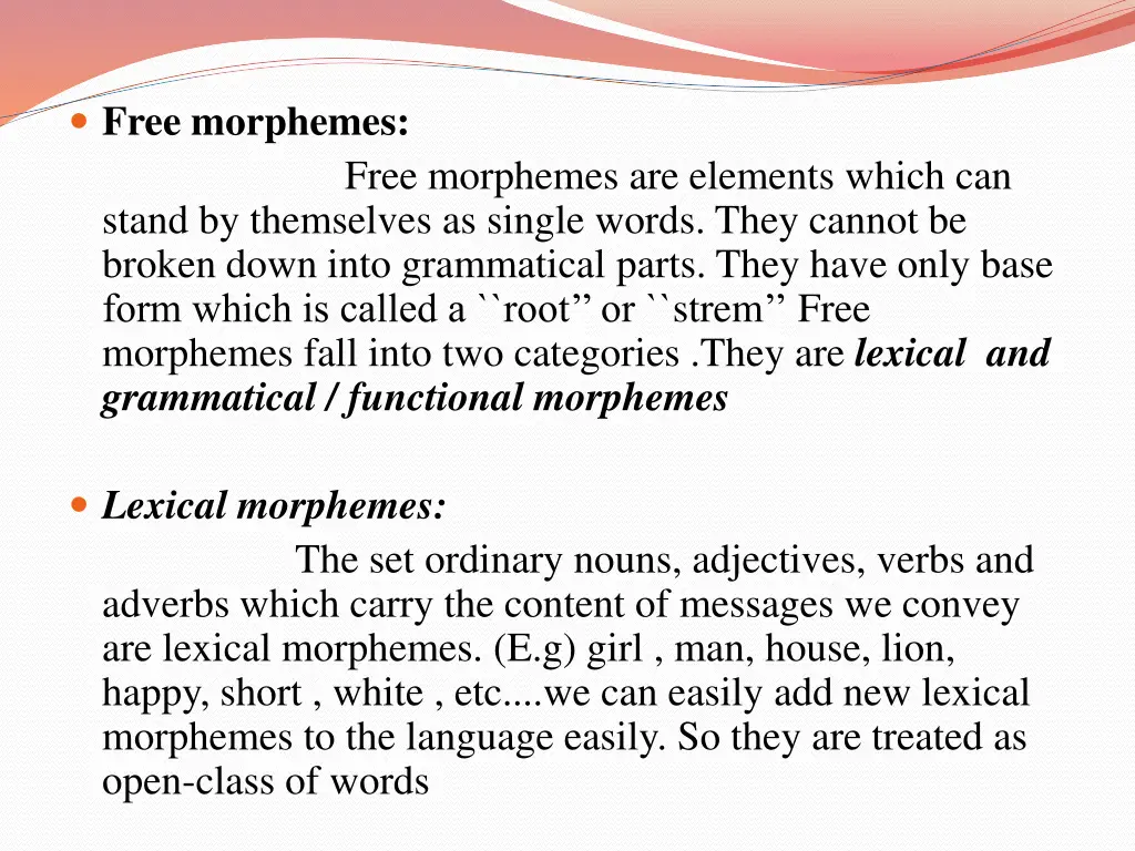 free morphemes