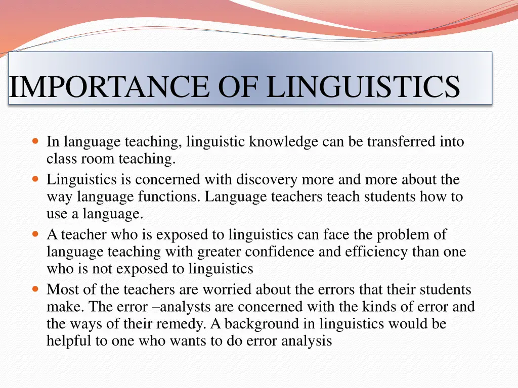 importance of linguistics