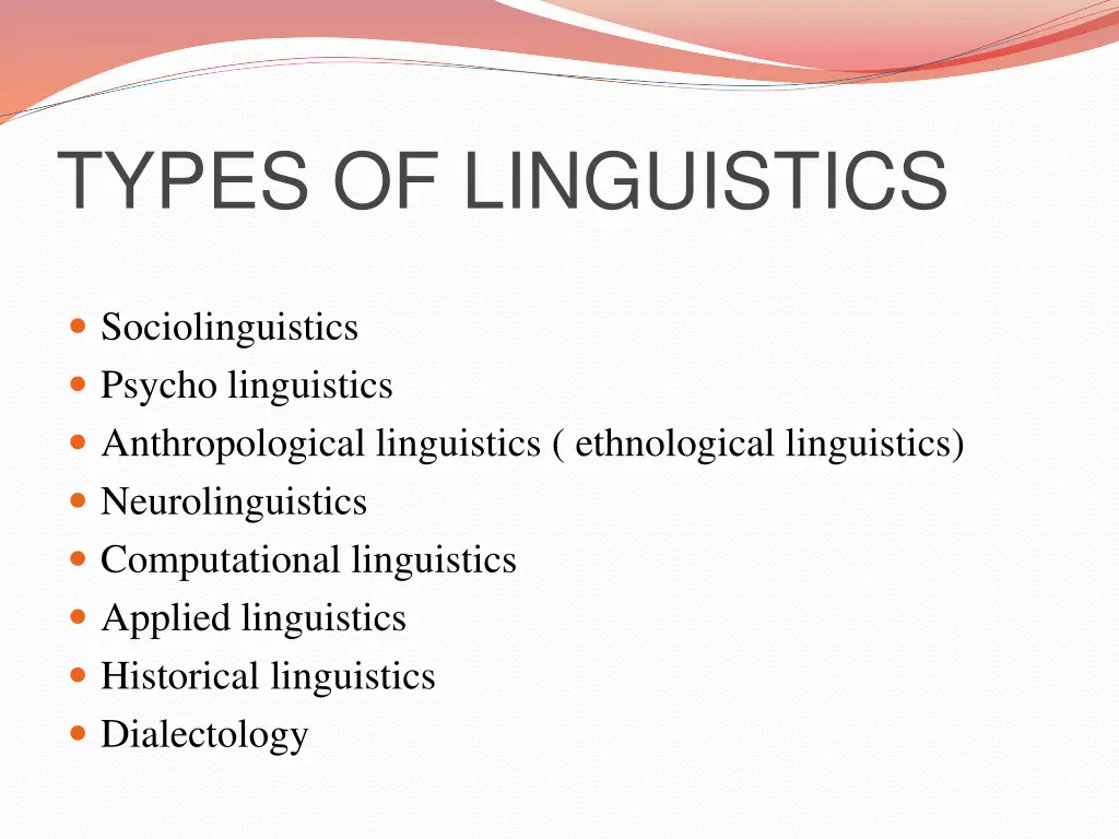 types of linguistics