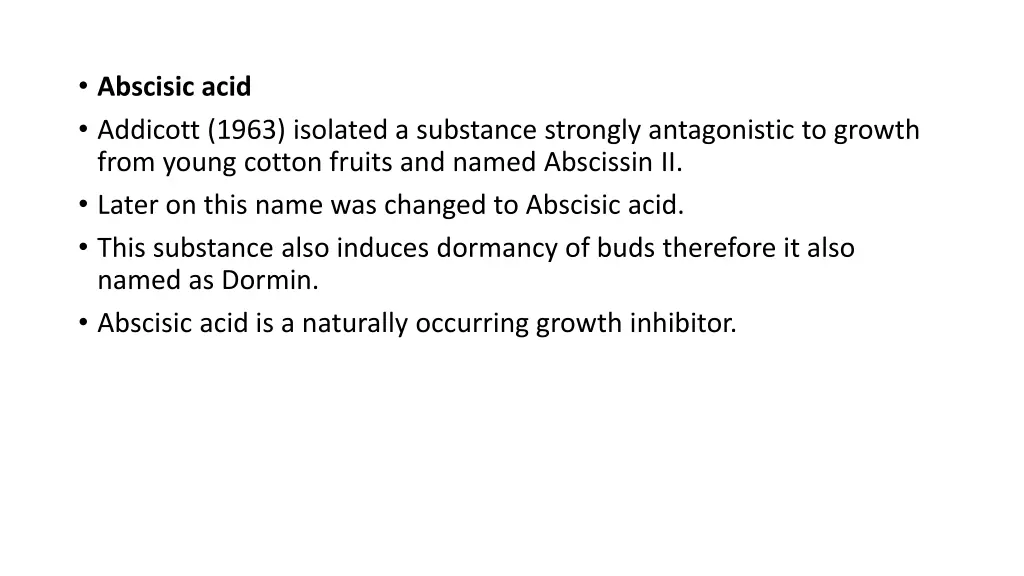 abscisic acid addicott 1963 isolated a substance