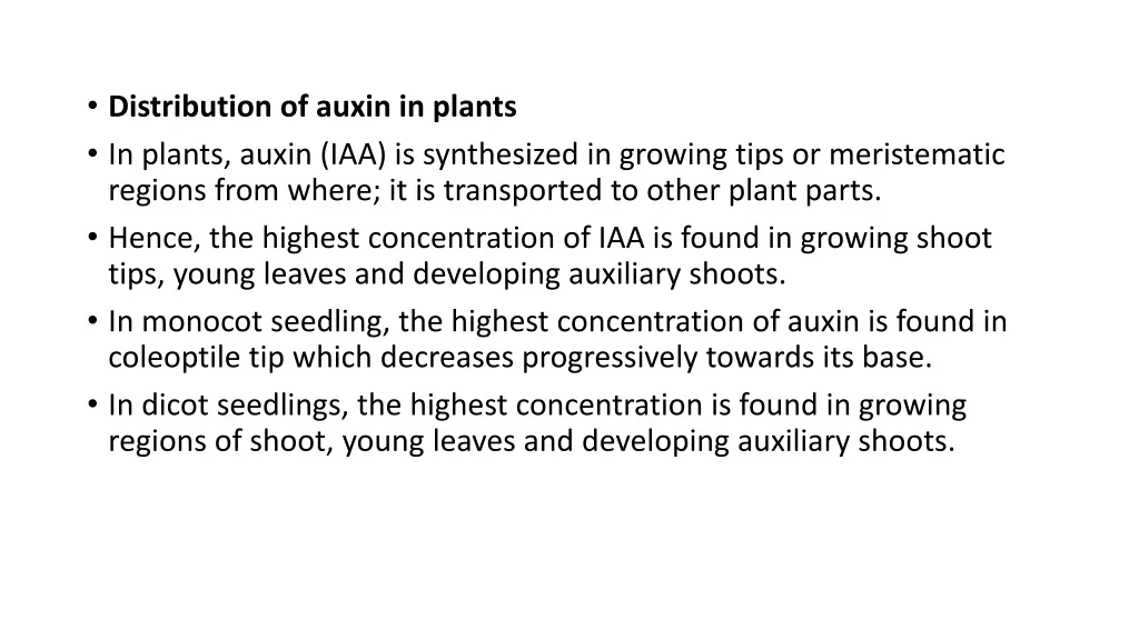 distribution of auxin in plants in plants auxin