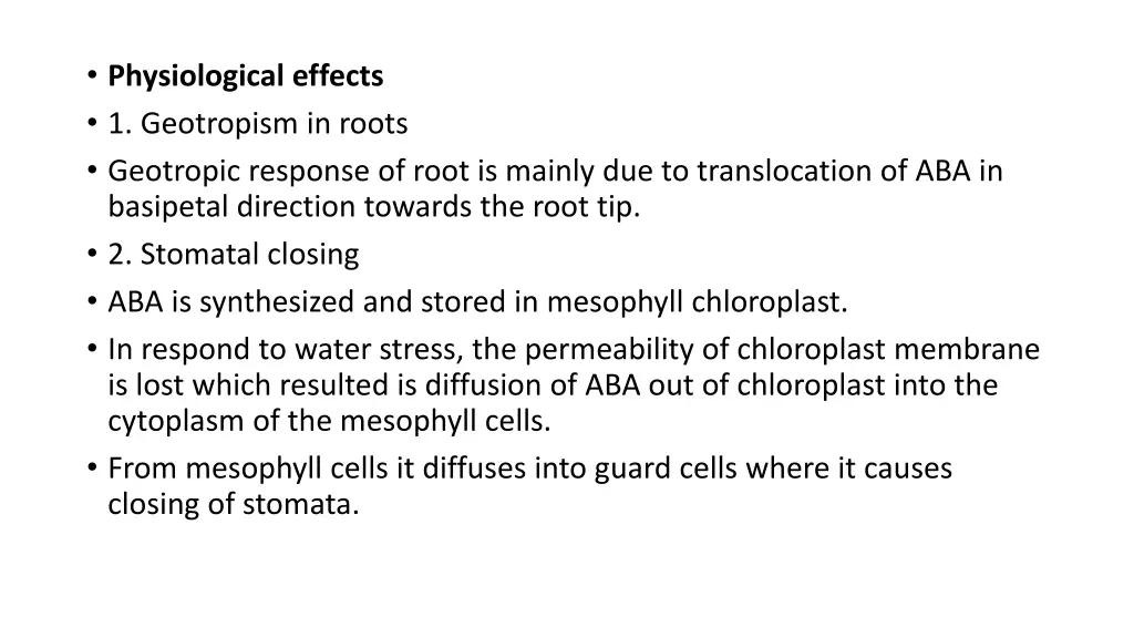 physiological effects 1 geotropism in roots