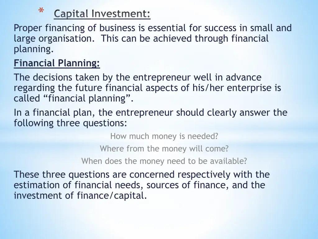 capital investment