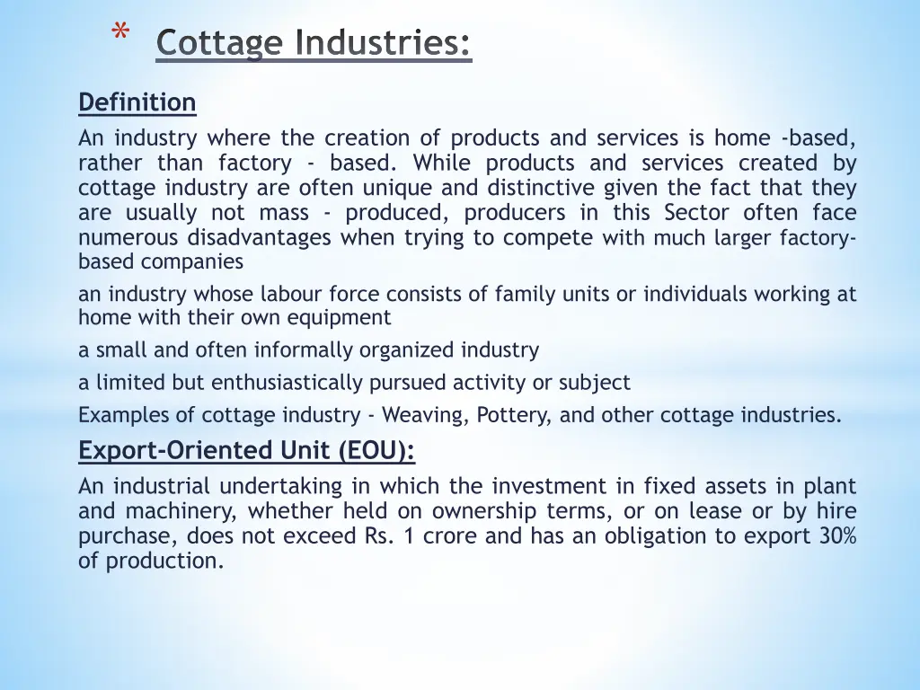 cottage industries