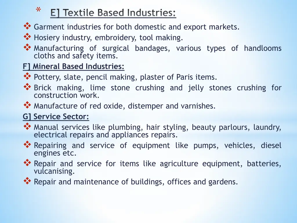 e textile based industries