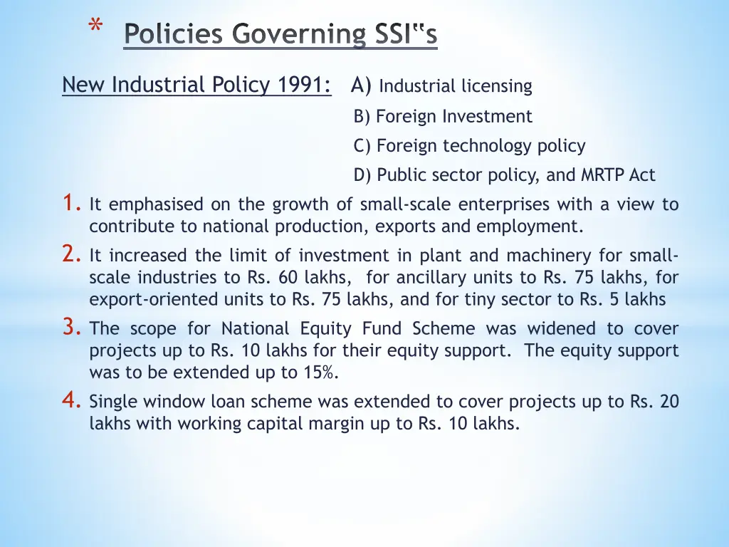 policies governing ssi s