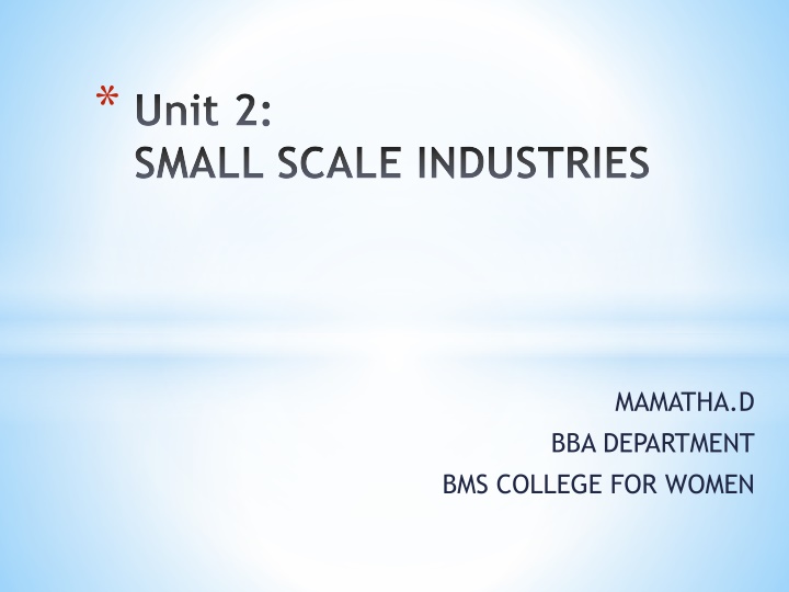 unit 2 small scale industries