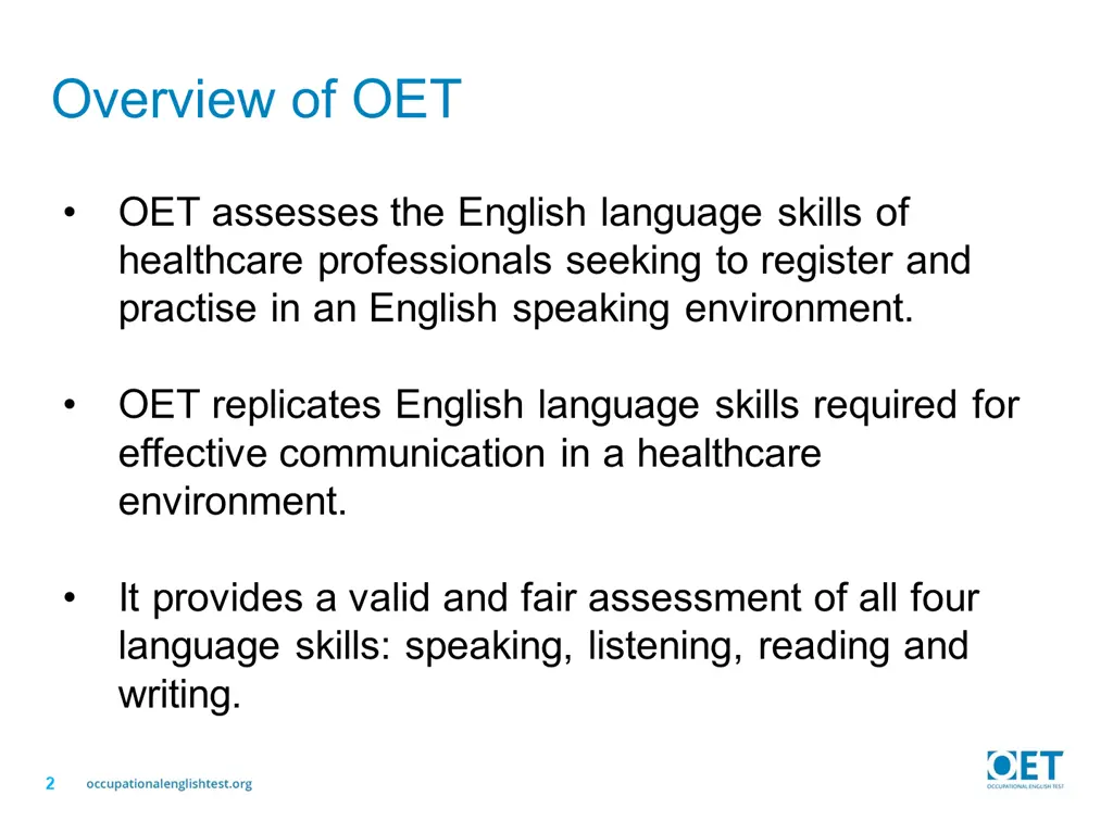 overview of oet
