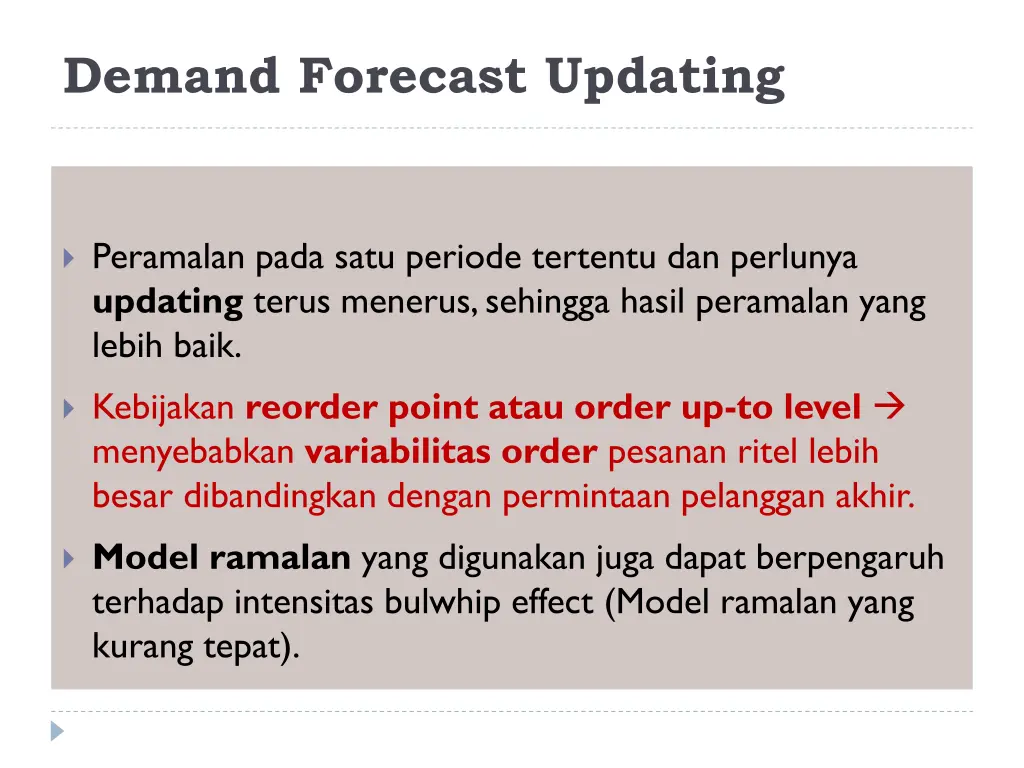 demand forecast updating