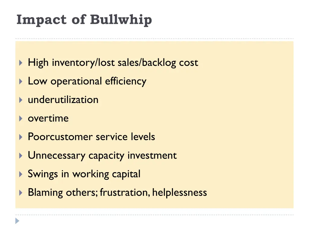 impact of bullwhip