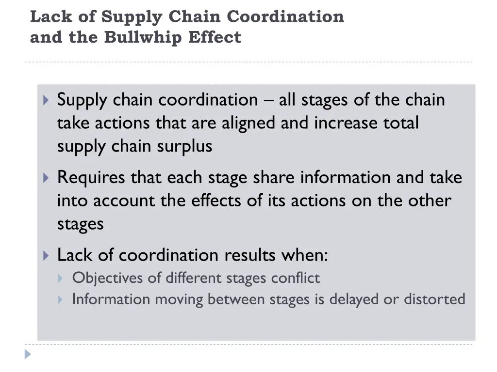 lack of supply chain coordination