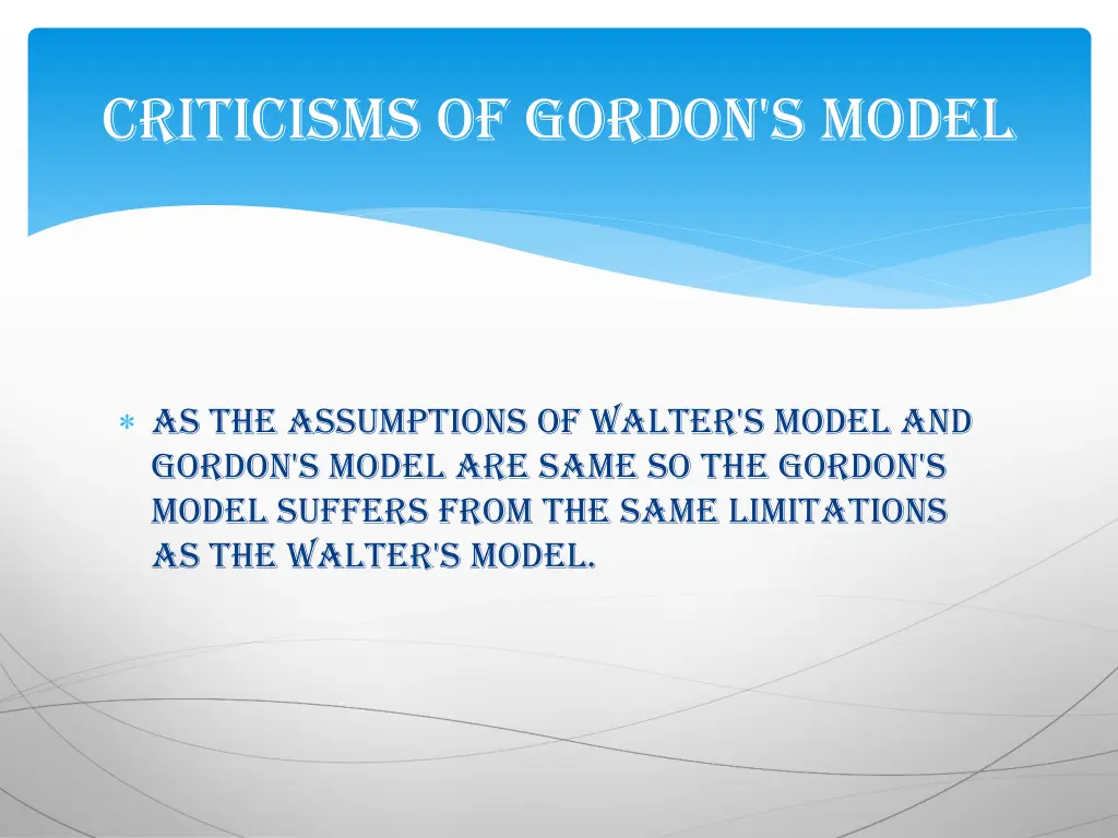 criticisms of gordon s model