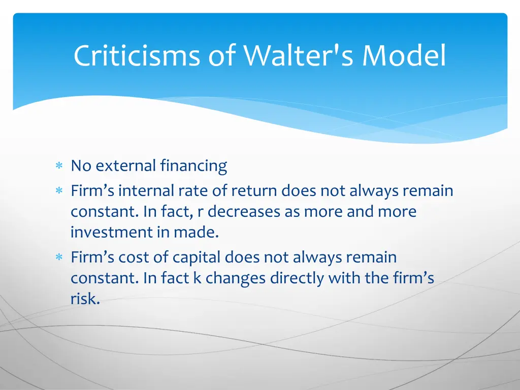 criticisms of walter s model