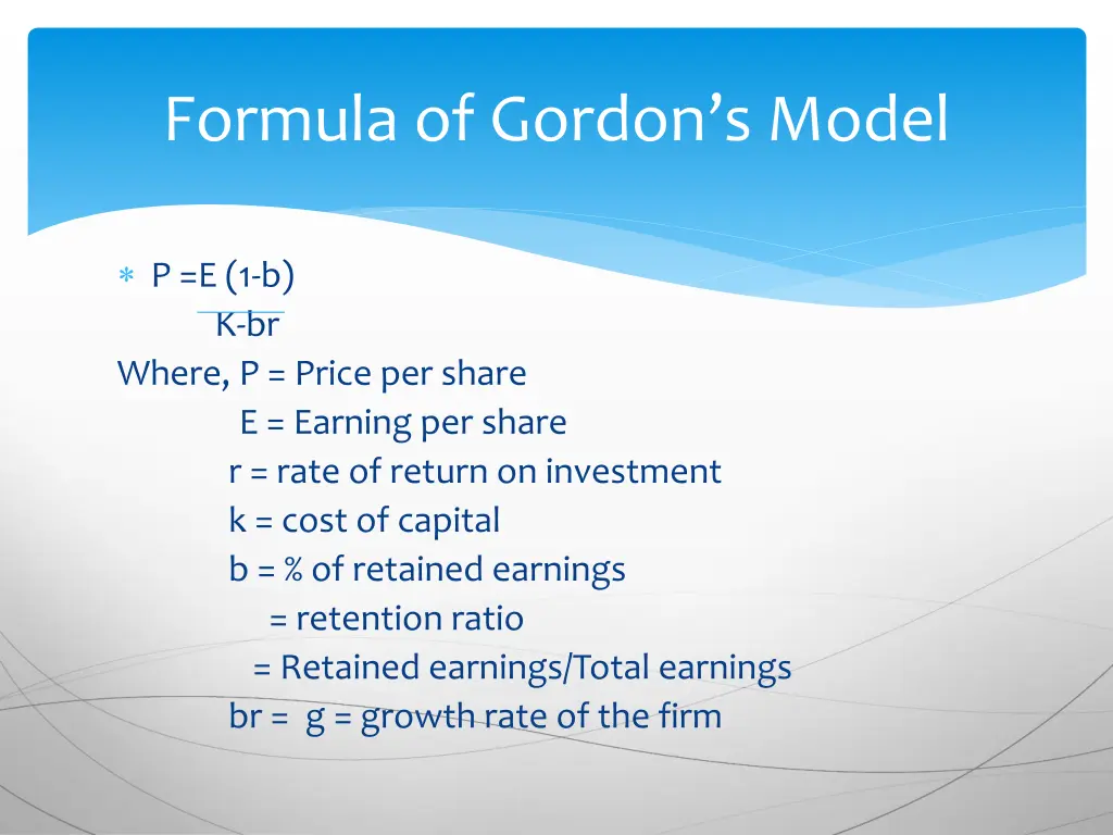 formula of gordon s model