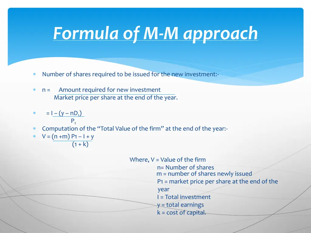 formula of m m approach 1