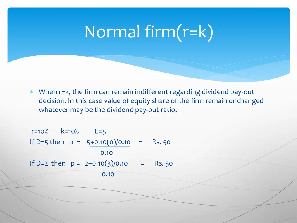 normal firm r k