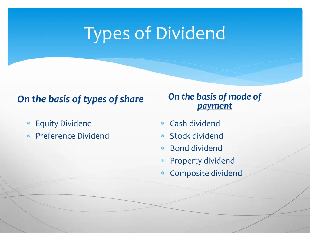 types of dividend