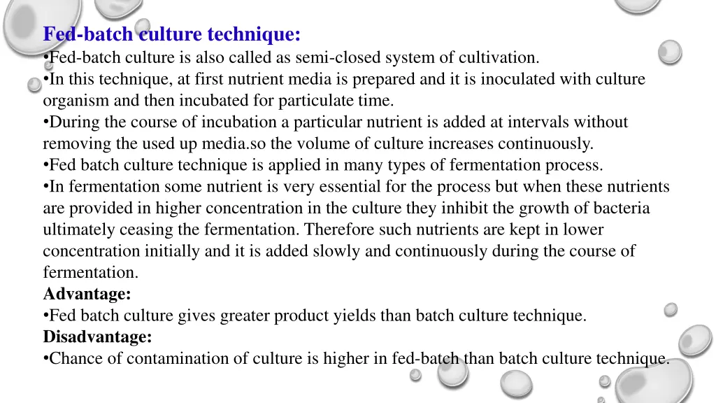 fed batch culture technique fed batch culture