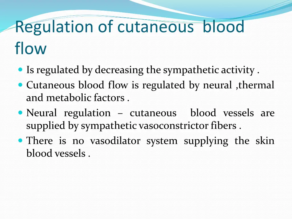 regulation of cutaneous blood flow