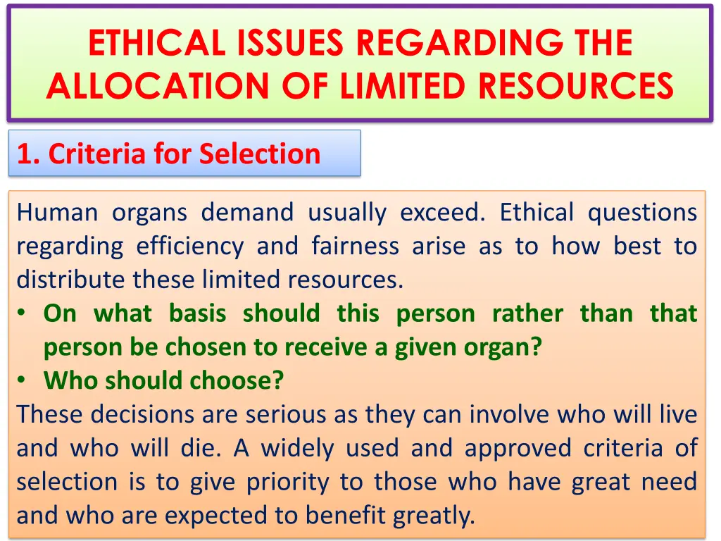 ethical issues regarding the allocation