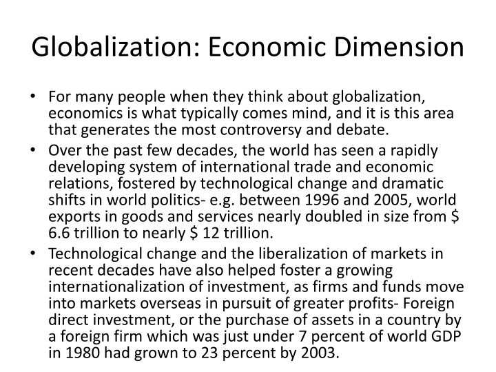 globalization economic dimension