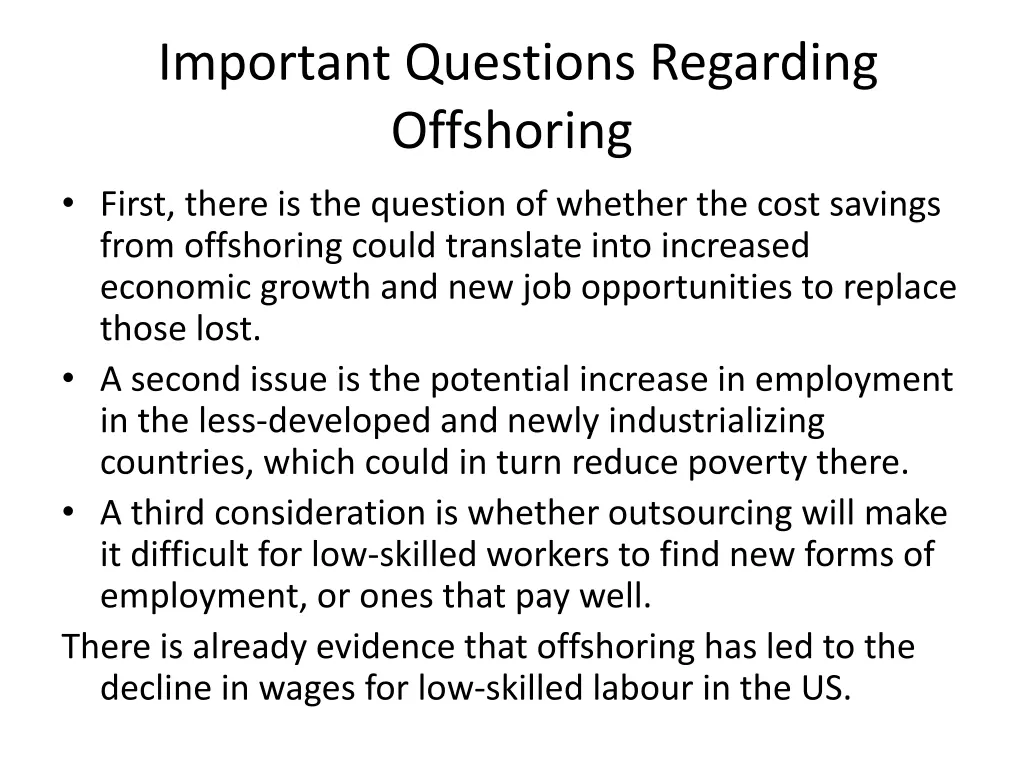 important questions regarding offshoring first