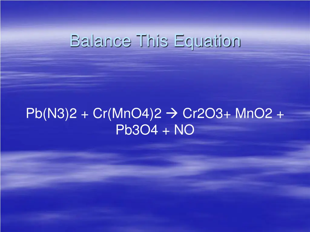 balance this equation