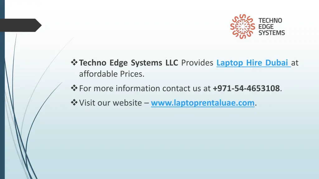 techno edge systems llc provides laptop hire