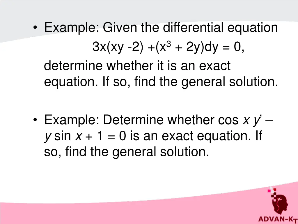 example given the differential equation