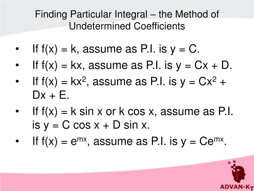 finding particular integral the method