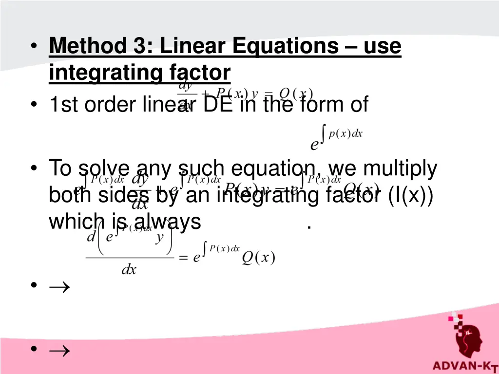 method 3 linear equations use integrating factor