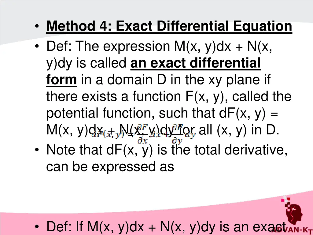 method 4 exact differential equation