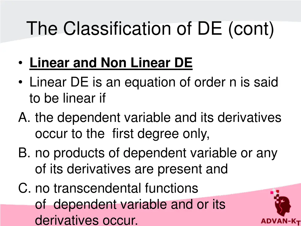 the classification of de cont 1