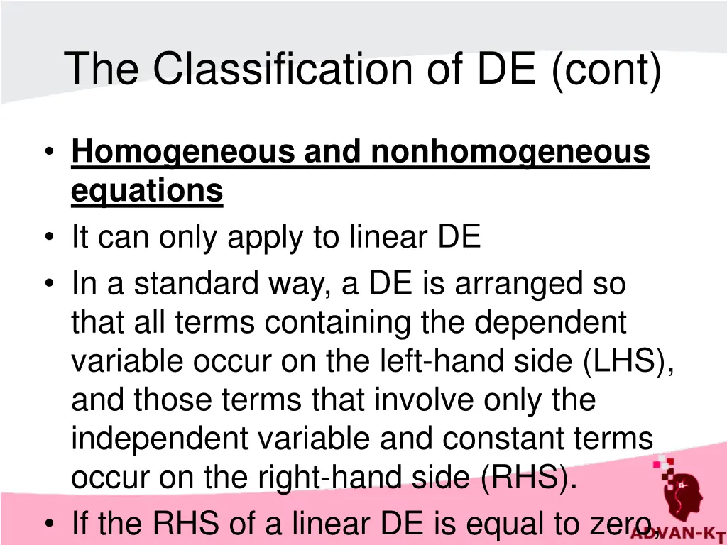 the classification of de cont 2