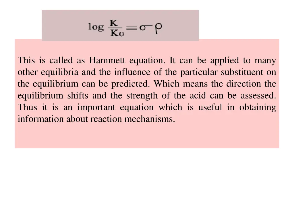 this is called as hammett equation