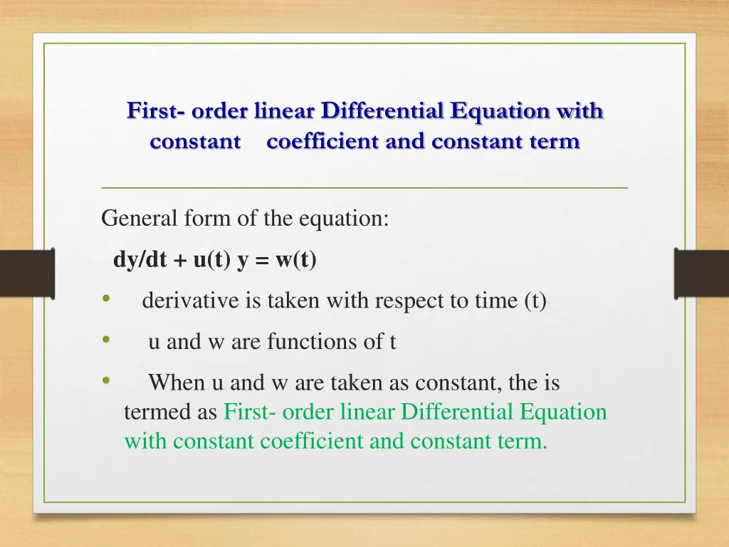 first order linear differential equation with