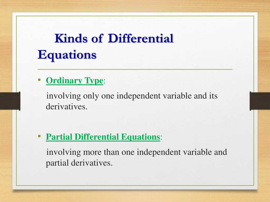 kinds of differential equations