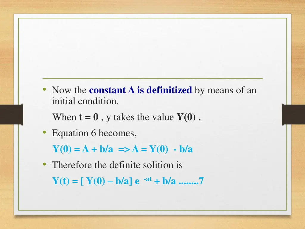 now the constant a is definitized by means