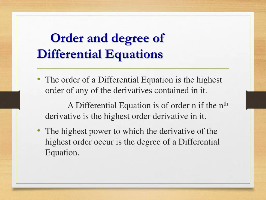 order and degree of differential equations