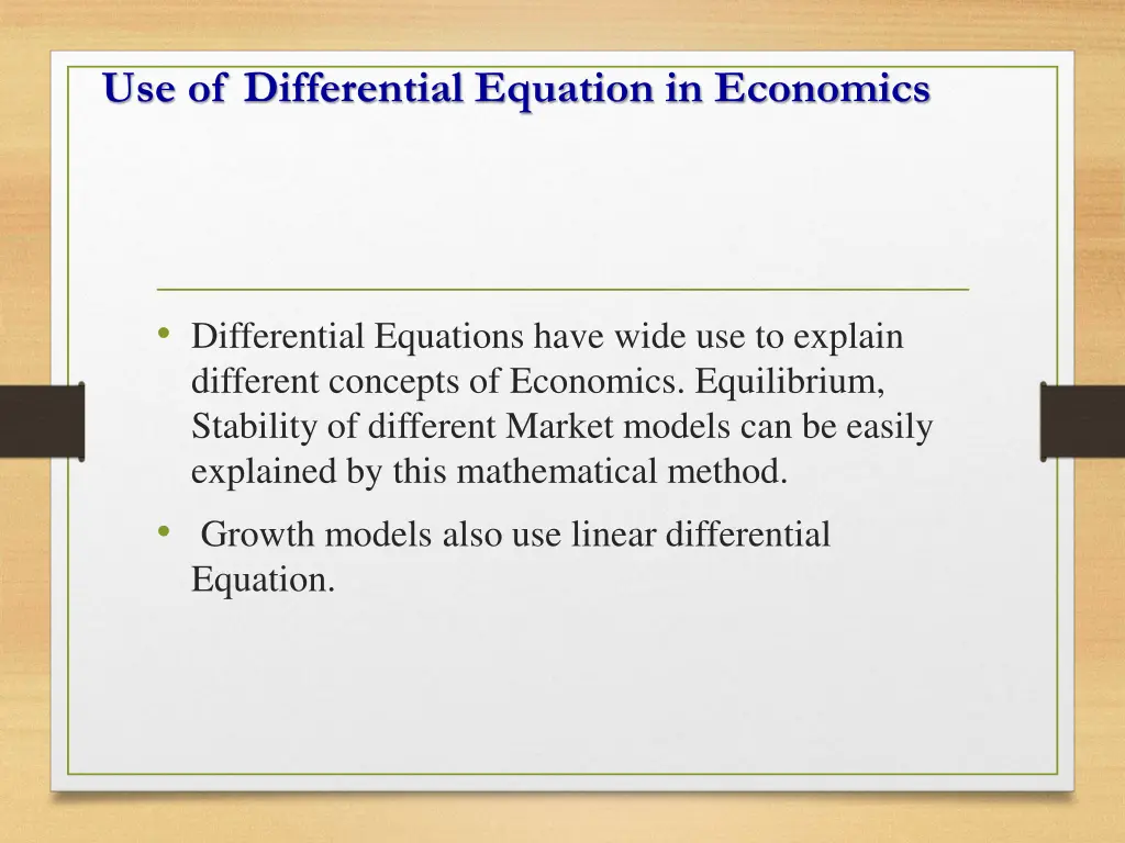 use of differential equation in economics