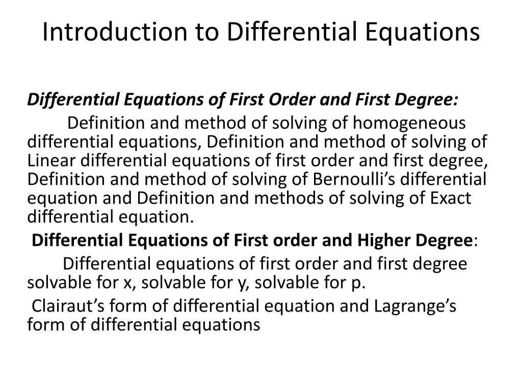 introduction to differential equations