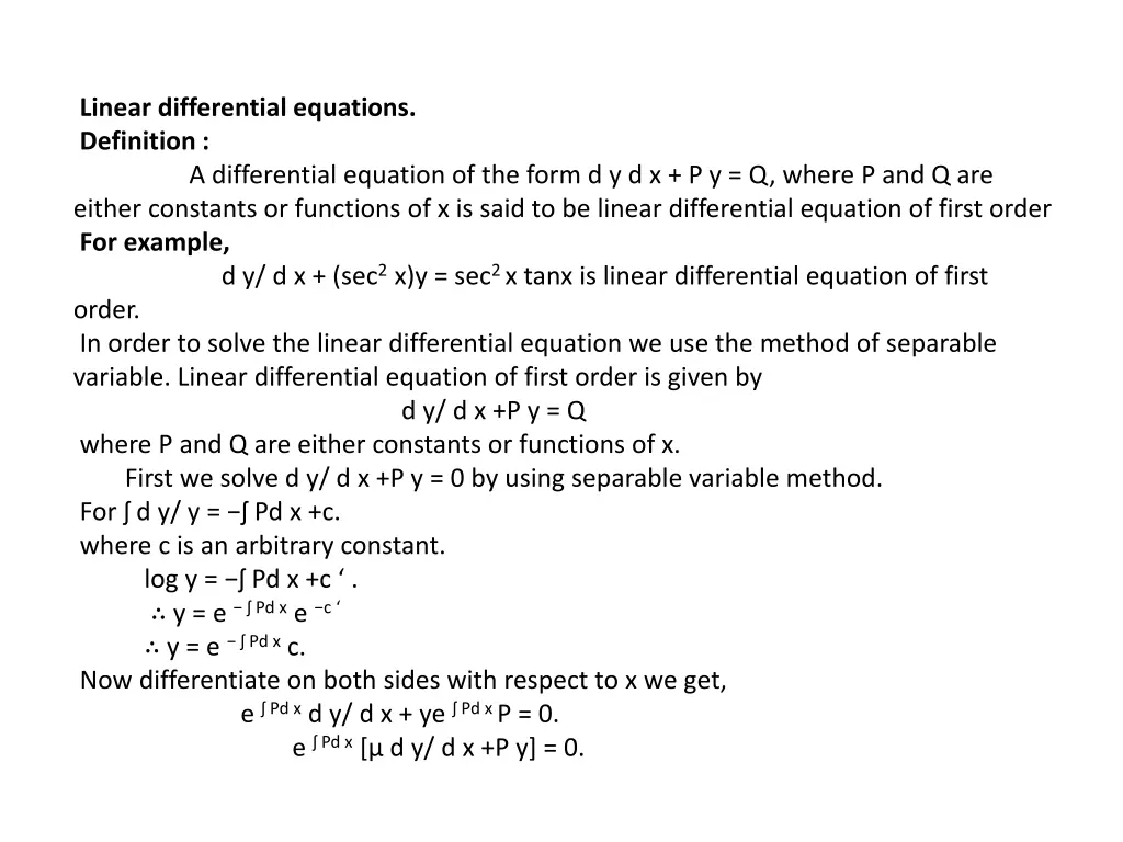 linear differential equations definition