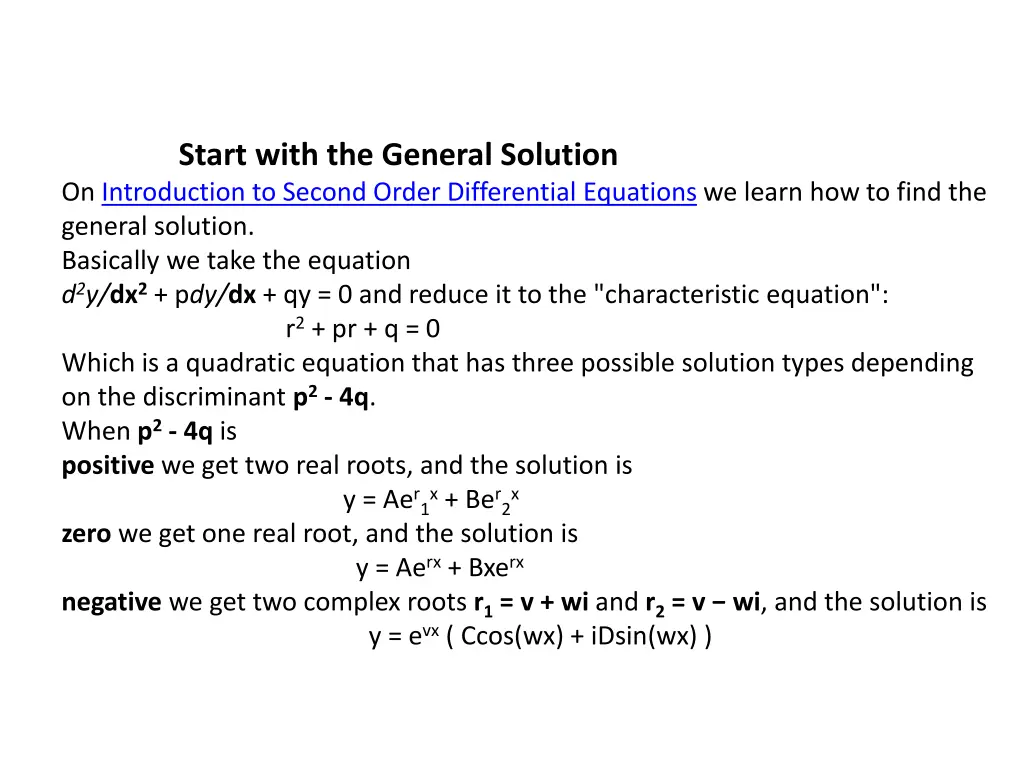 start with the general solution on introduction