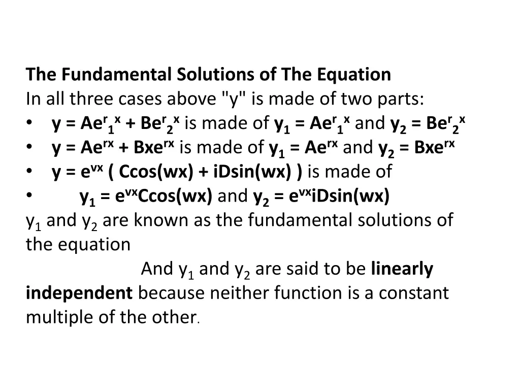 the fundamental solutions of the equation