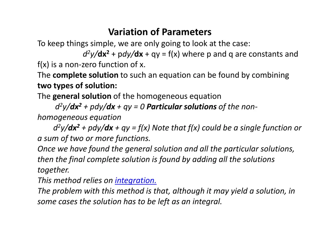 variation of parameters