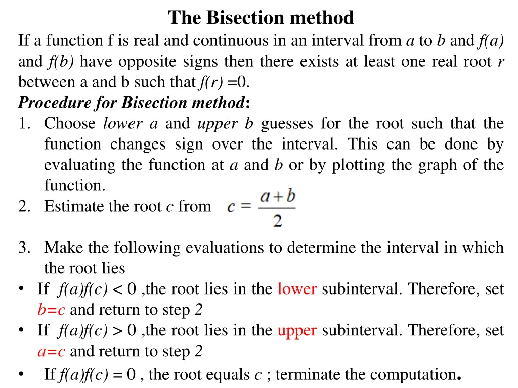 the bisection method