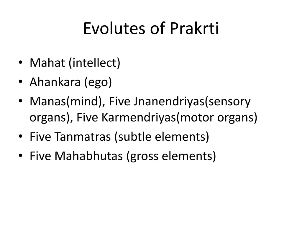 evolutes of prakrti