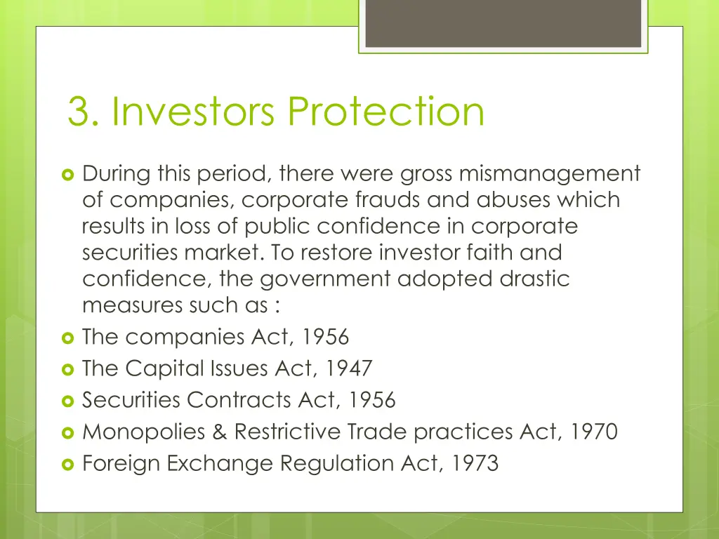 3 investors protection