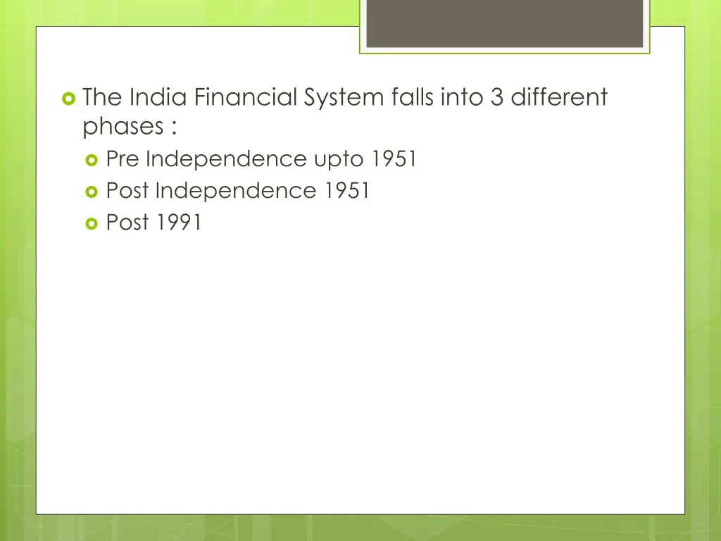 the india financial system falls into 3 different