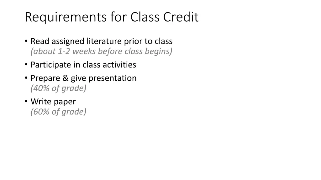 requirements for class credit